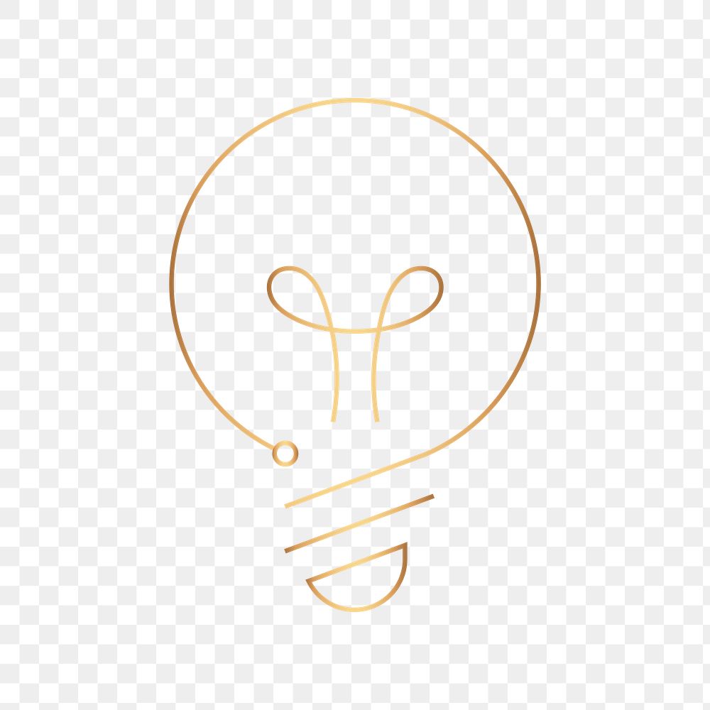 Light bulb education icon png gold digital graphic