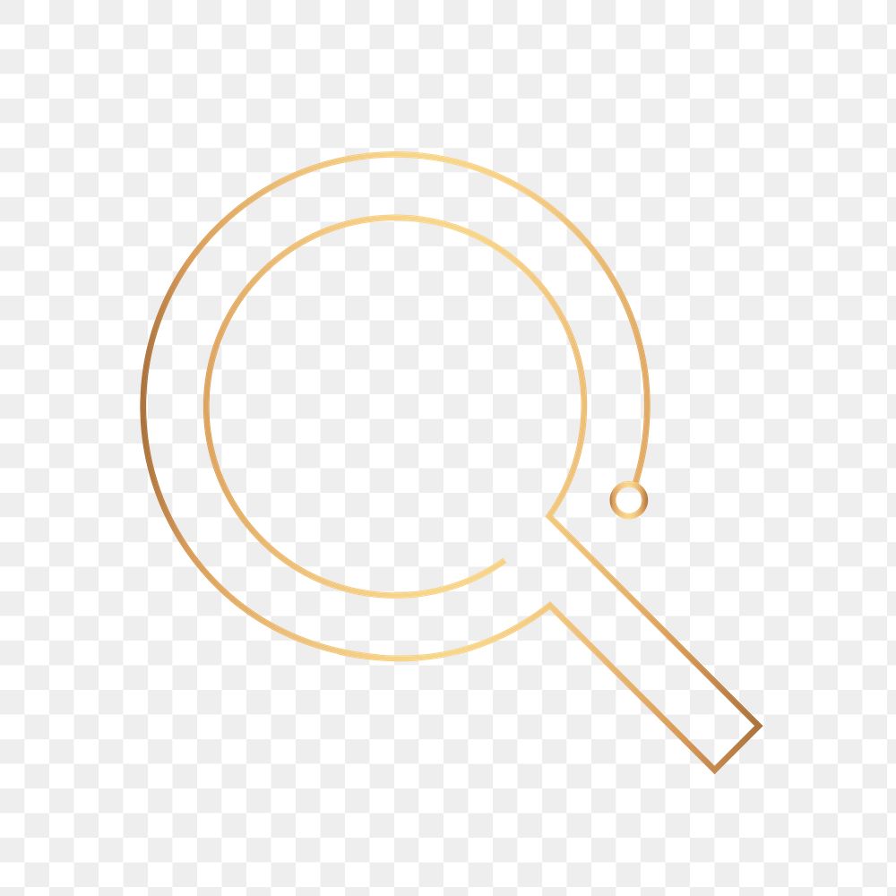 Magnifying glass education icon png gold digital graphic