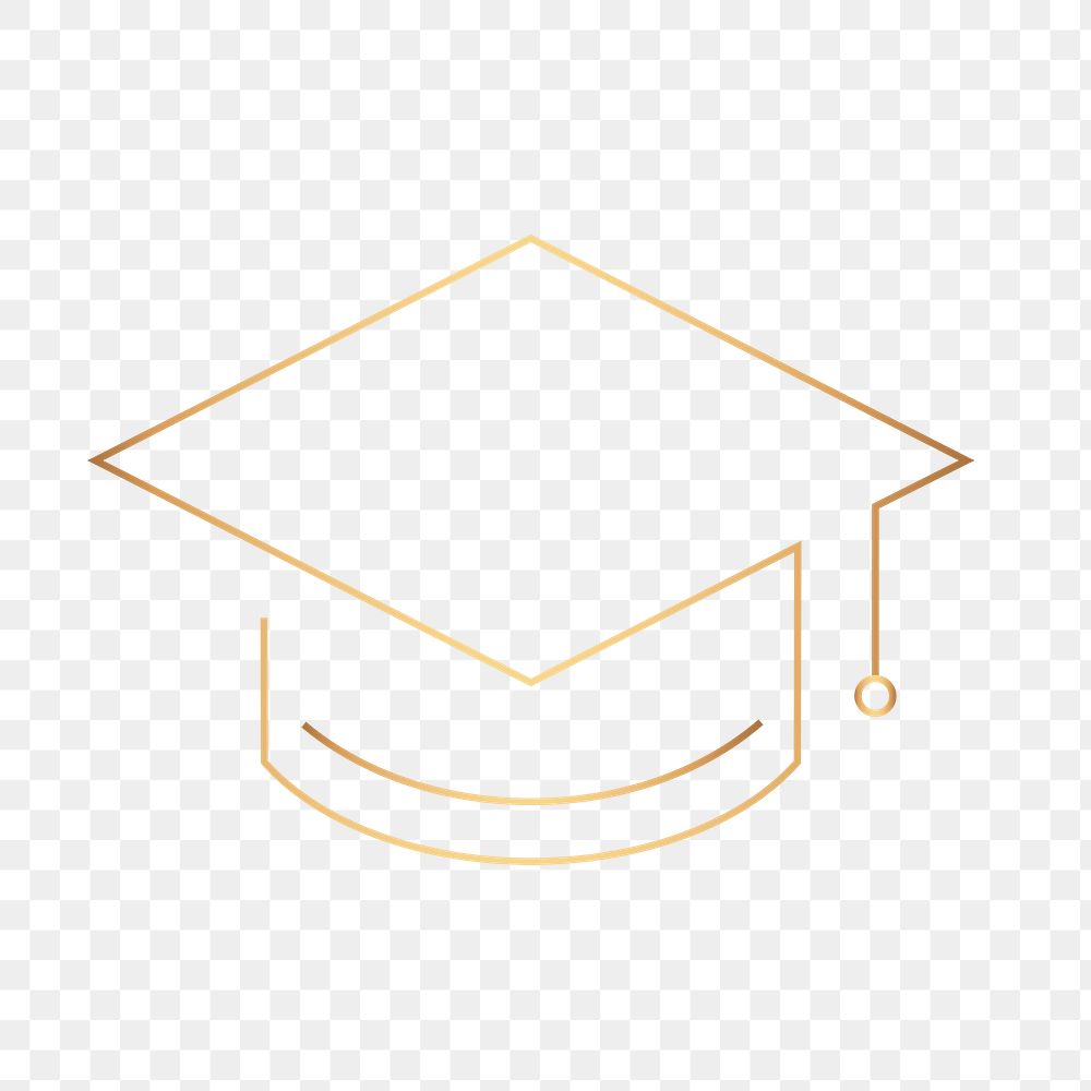 Graduation cap education icon png gold digital graphic