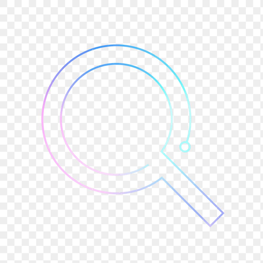 Magnifying glass education icon png neon digital graphic