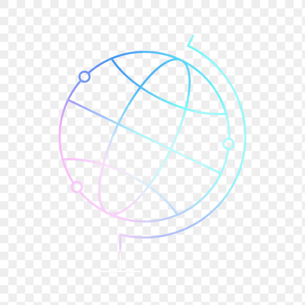 Globe geography education icon png neon digital graphic