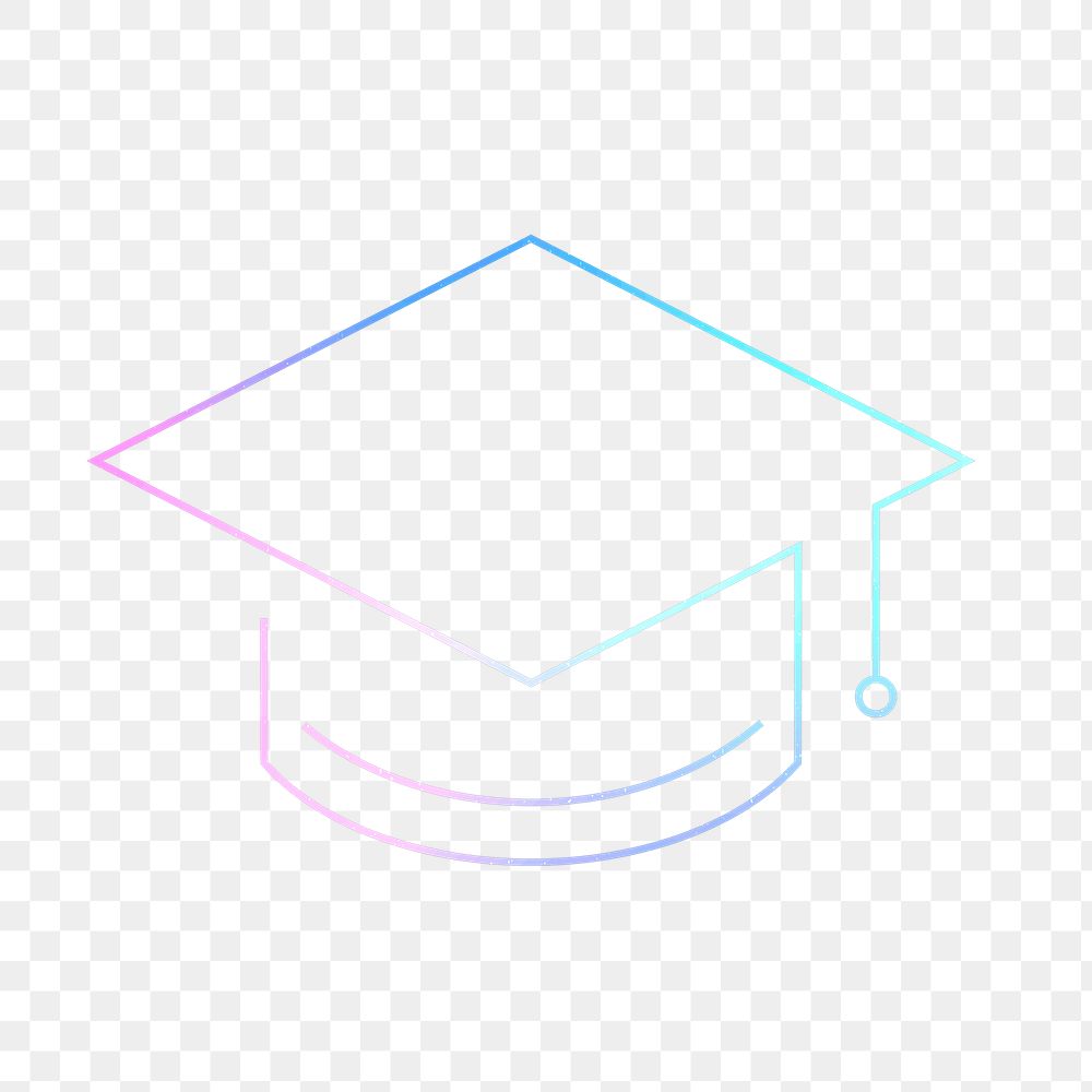 Graduation cap education icon png neon digital graphic