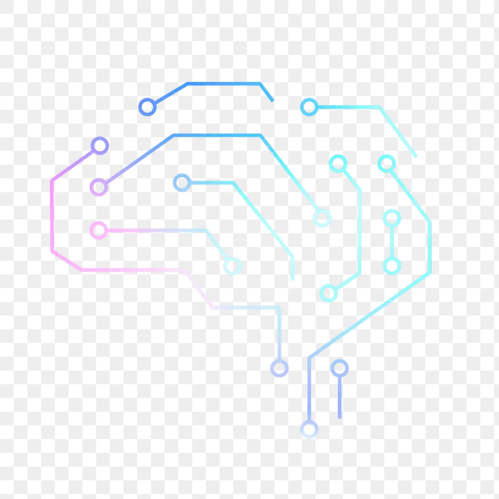 AI technology education icon png neon digital graphic