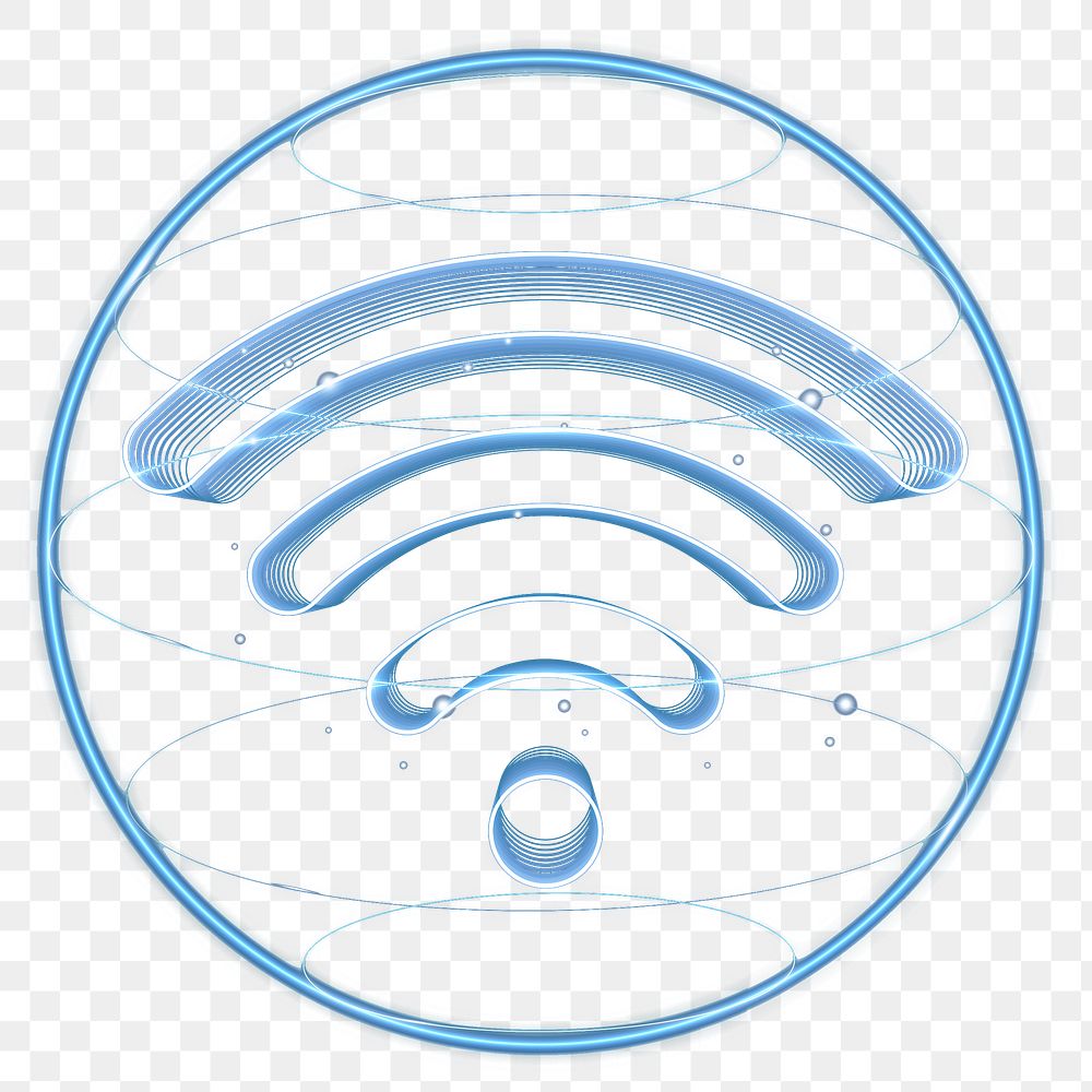 Wireless internet png technology icon in blue