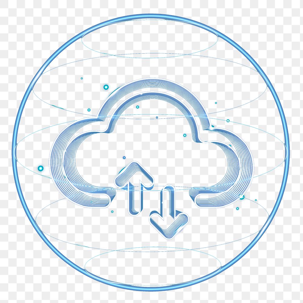Cloud network png technology icon in blue