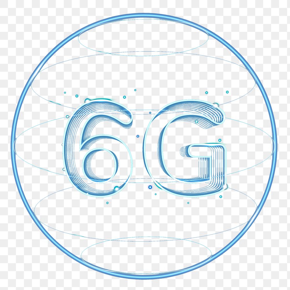6g connection png technology icon in blue