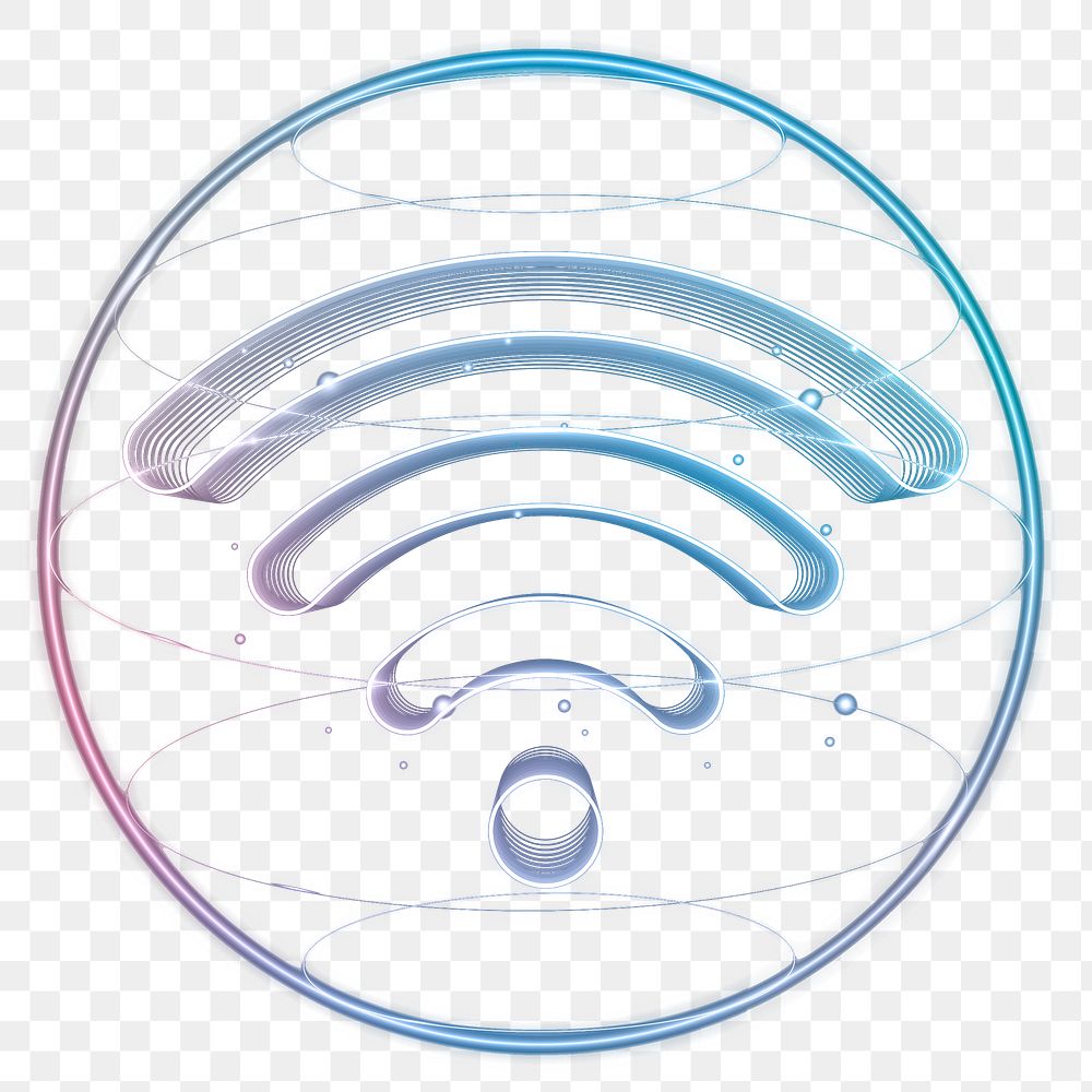 Wireless internet png technology icon in neon