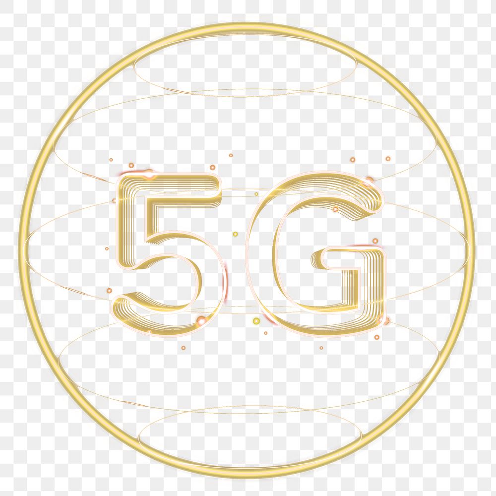 5g network png technology icon in gold