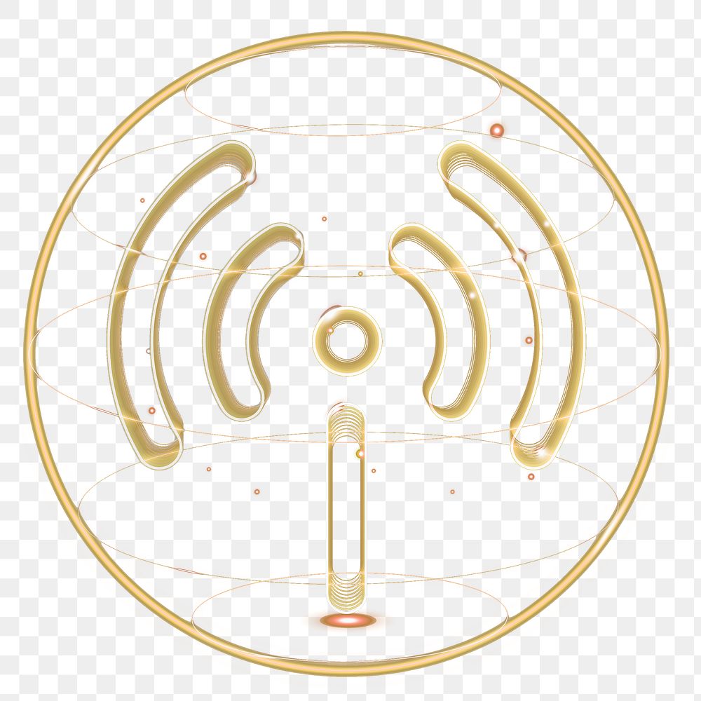 Hotspot network png technology icon in gold