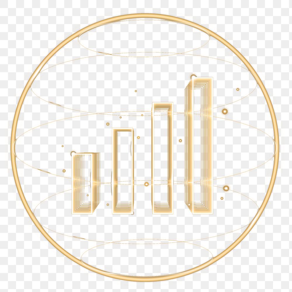 Wifi signal png communication icon technology in gold with bar chart