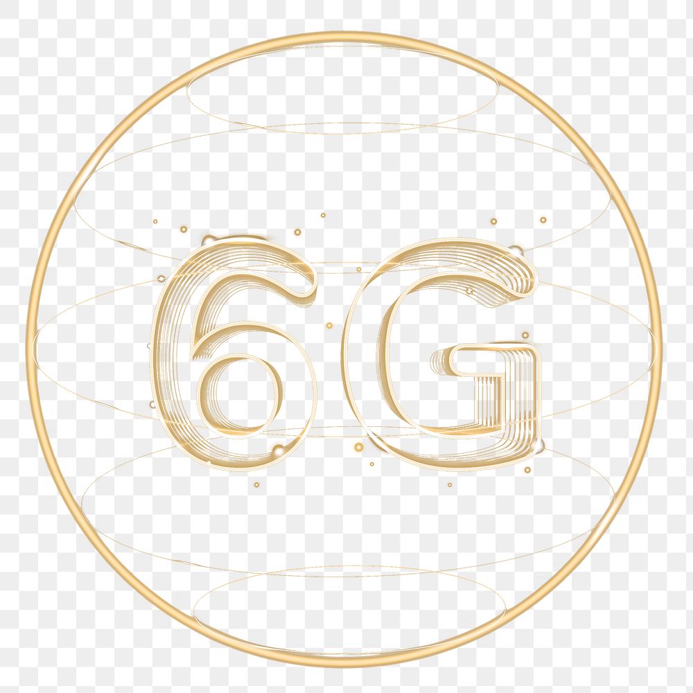 6g connection png technology icon in gold