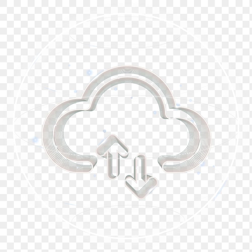 Cloud network png technology icon in gray