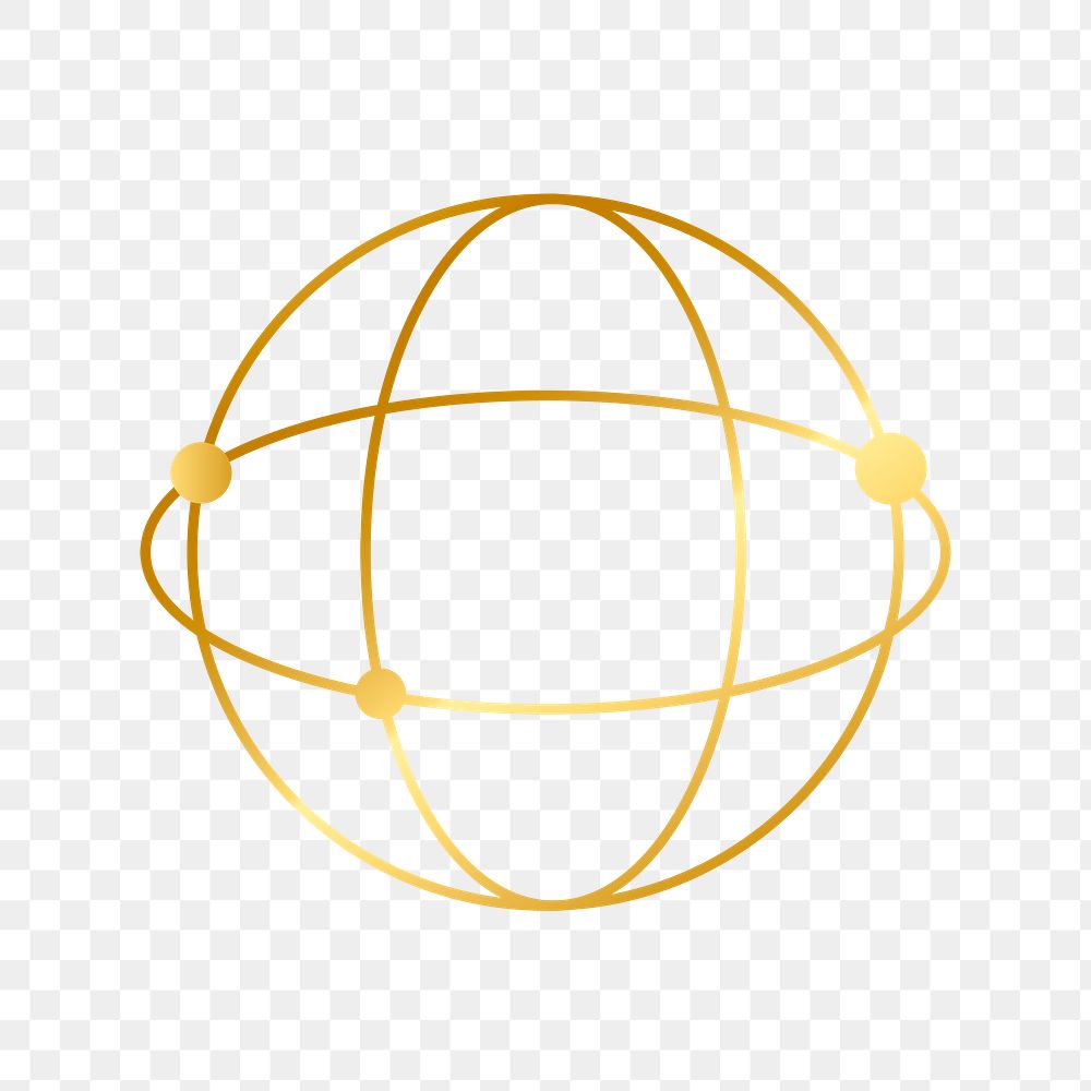 Global network icon png in gold tone