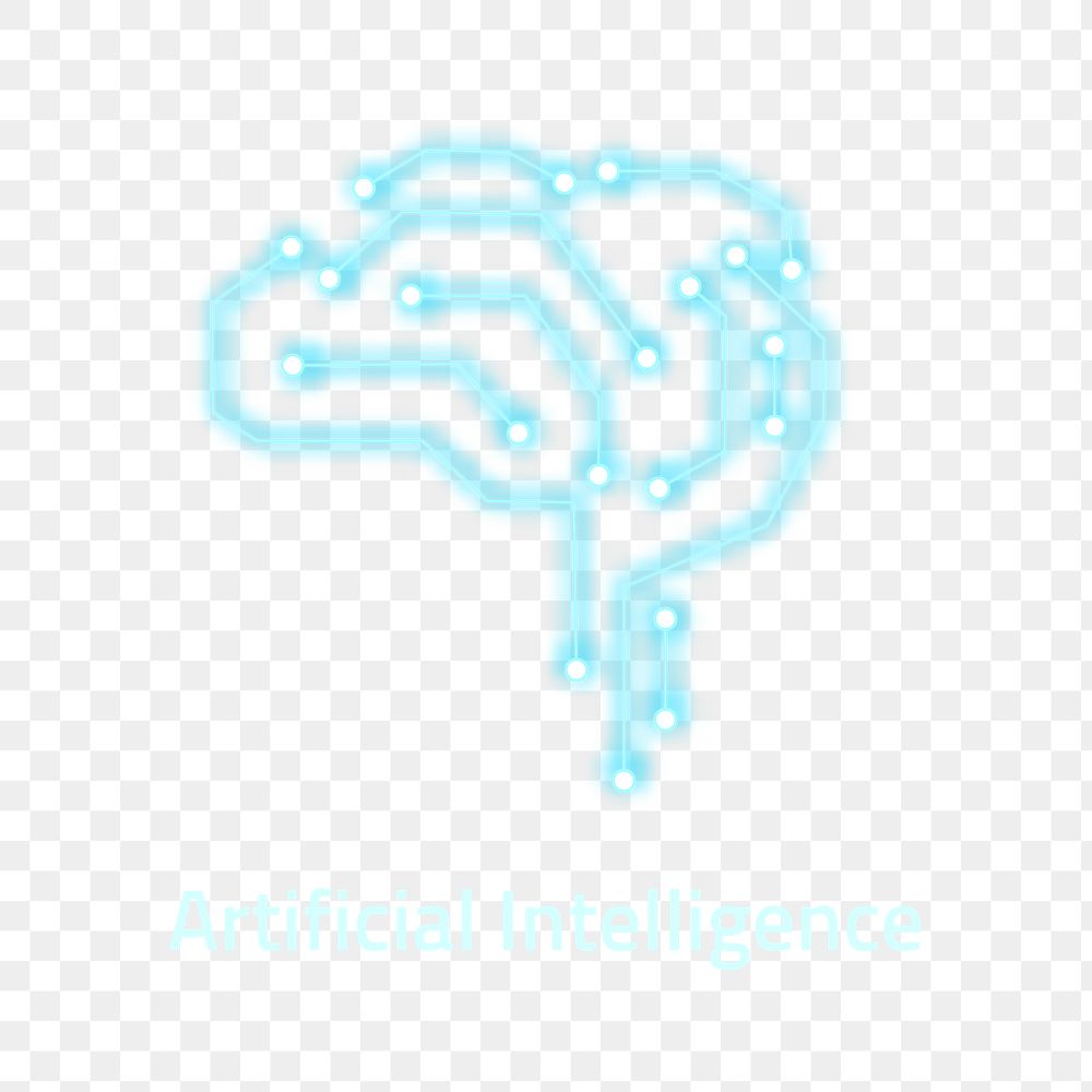 AI brain logo png in blue for tech company