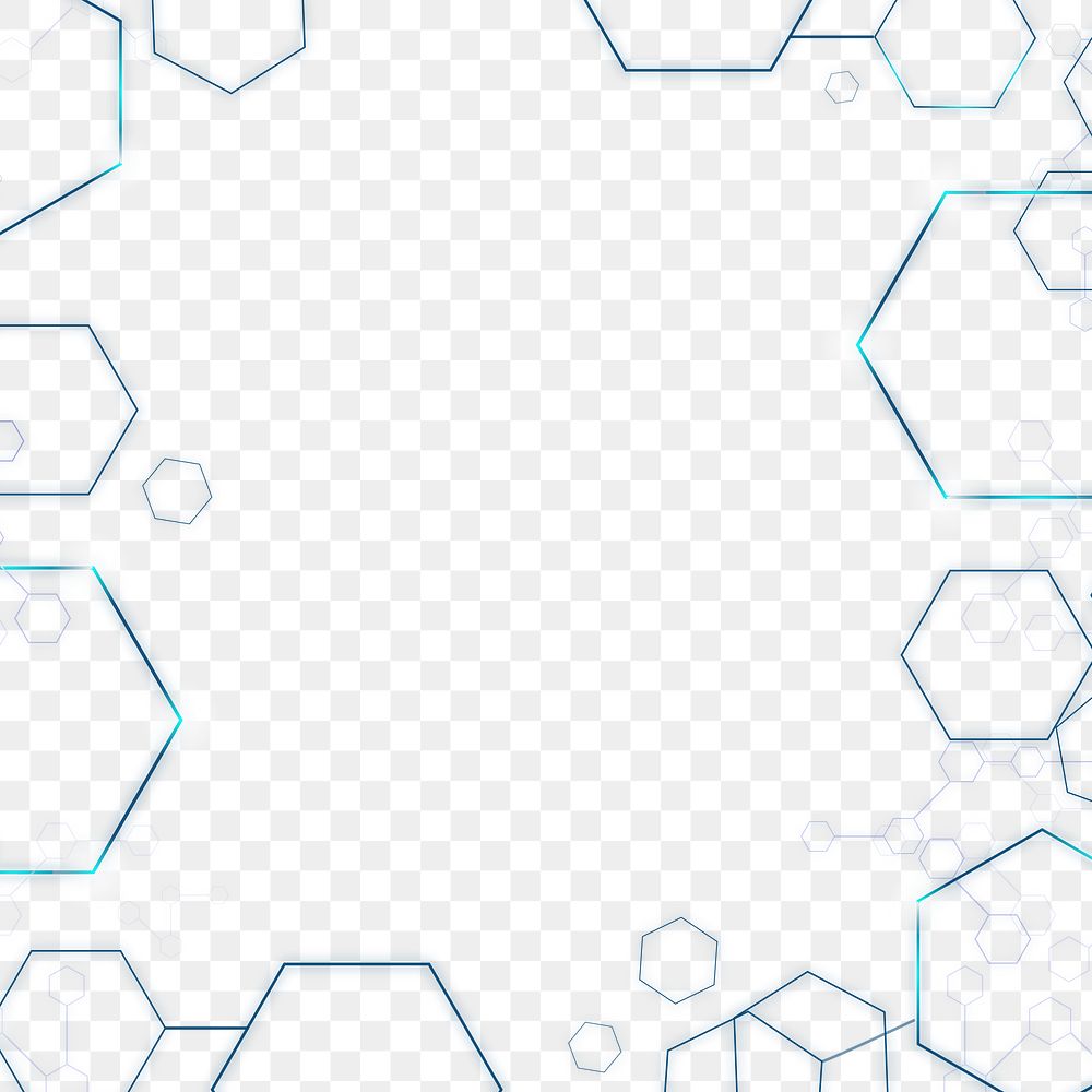 Hexagon frame png transparent digital technology background