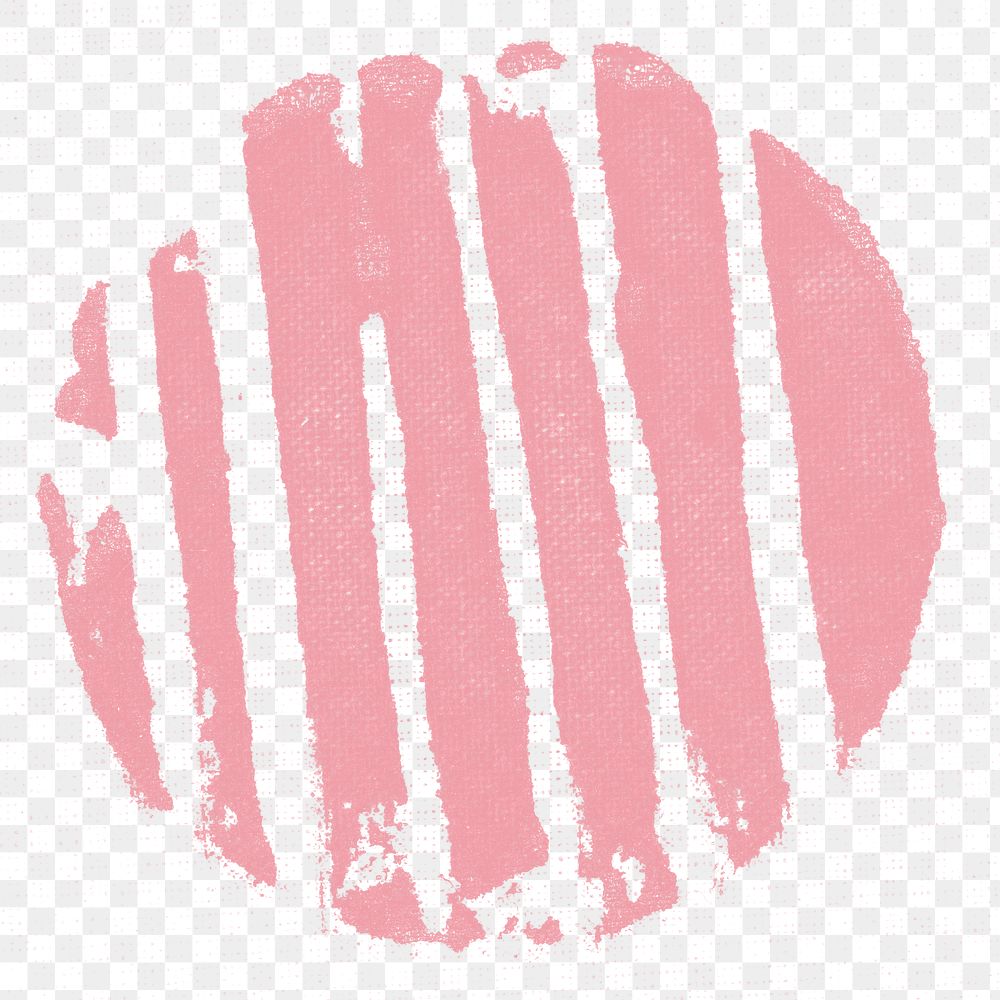 Round block print png striped pink paint stamp DIY artwork