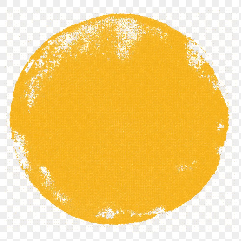 Yellow round block print png paint stamp DIY artwork