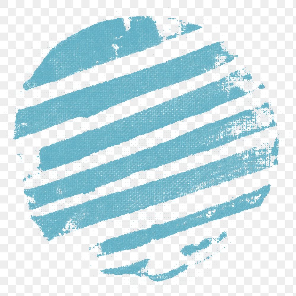 Round block print png striped blue paint stamp DIY artwork