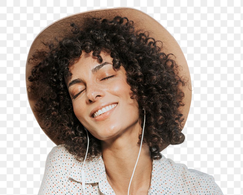 Woman png listening to music 