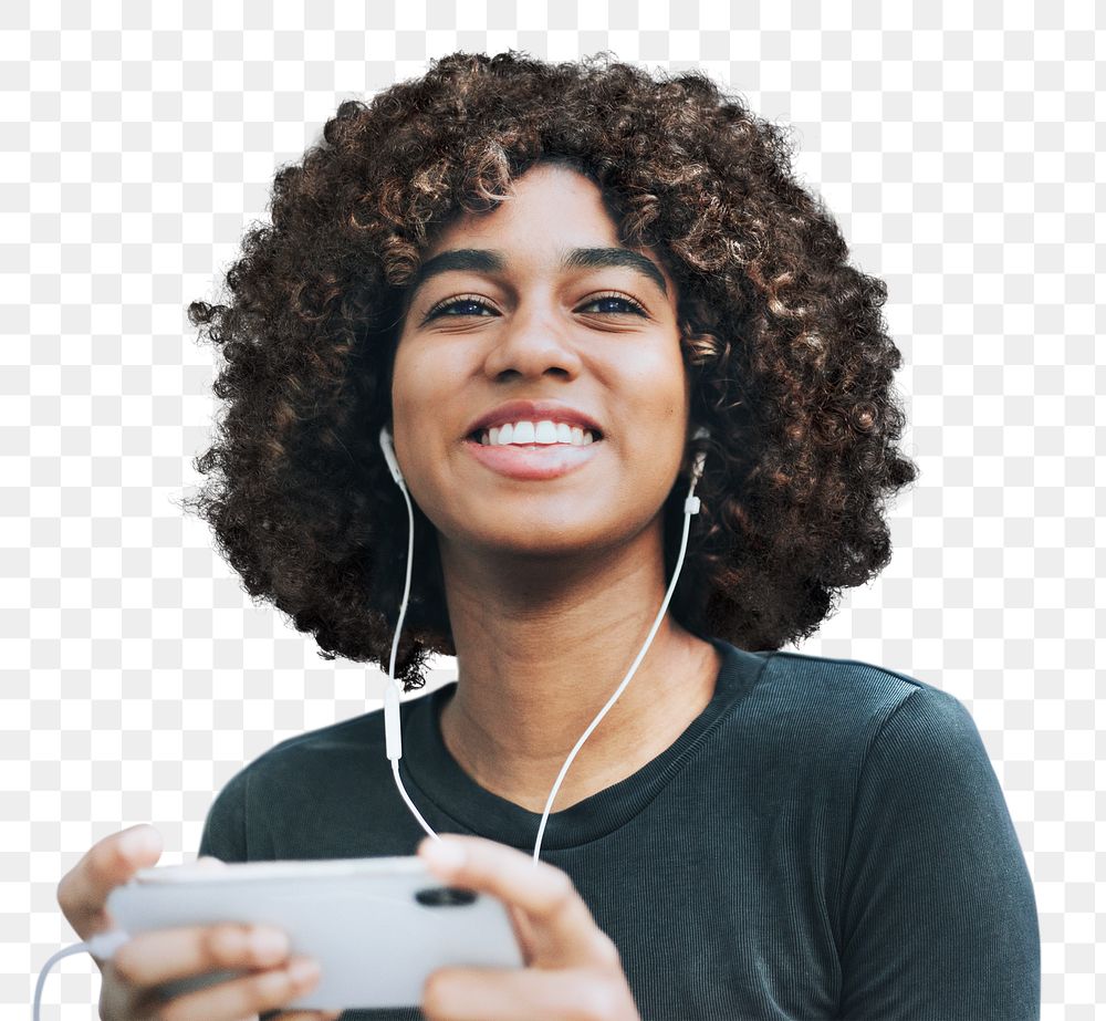 Png African American woman with digital device