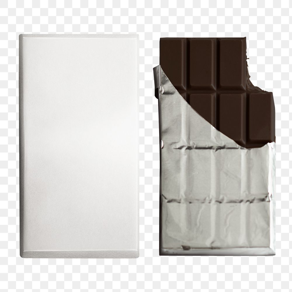 Blank chocolate bar mockup png on transparent background