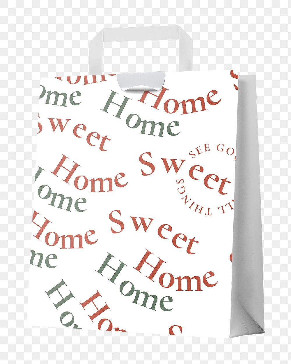Christmas shopping bag png, paper realistic design on transparent background