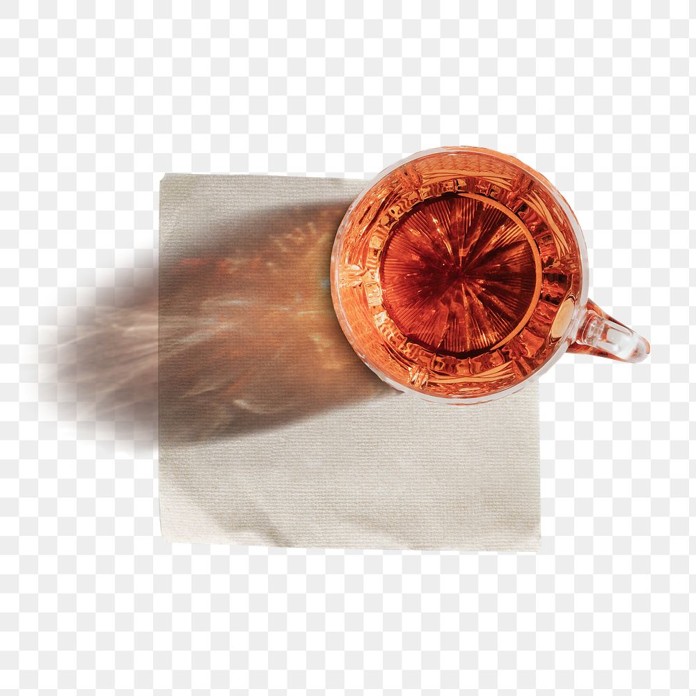 Paper napkin mockup png with whiskey glass on top