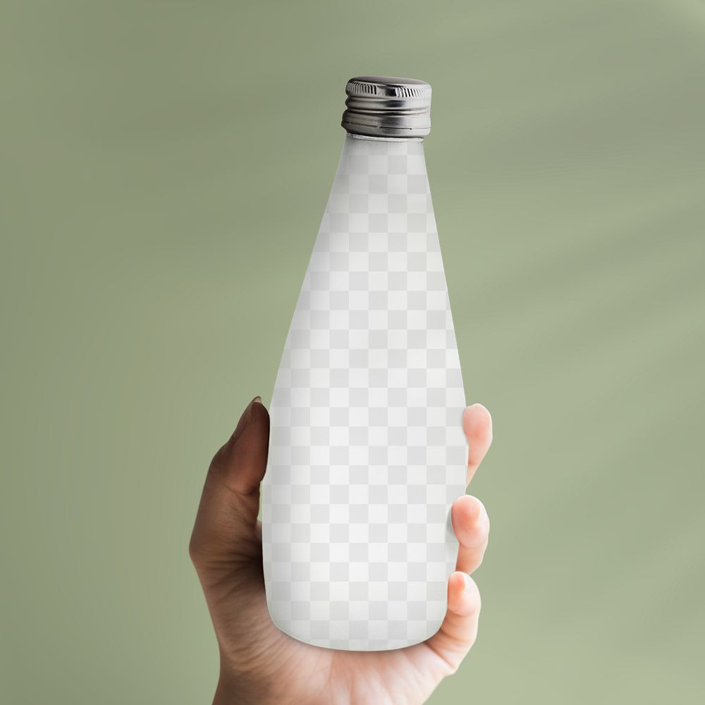 Glass bottle packaging mockup png for organic beverages