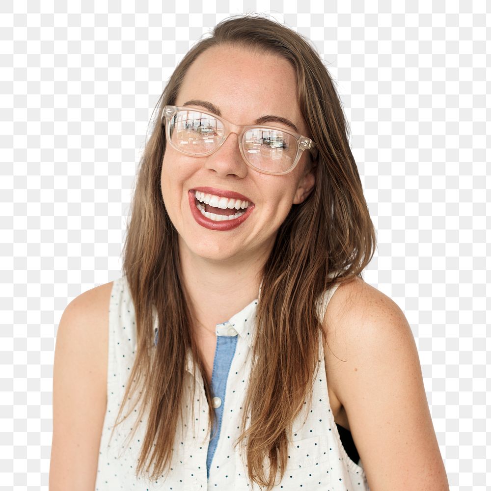 Happy young woman laughing transparent png