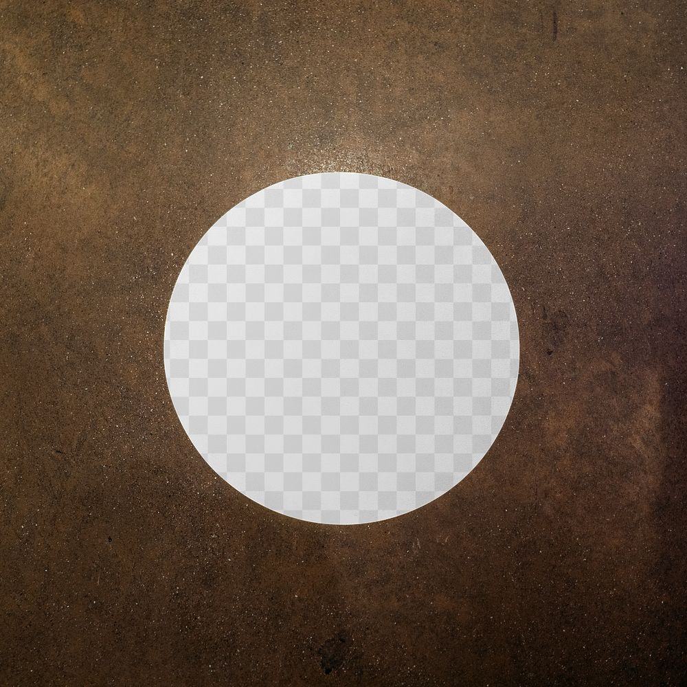 Round sign mockup on a brown background
