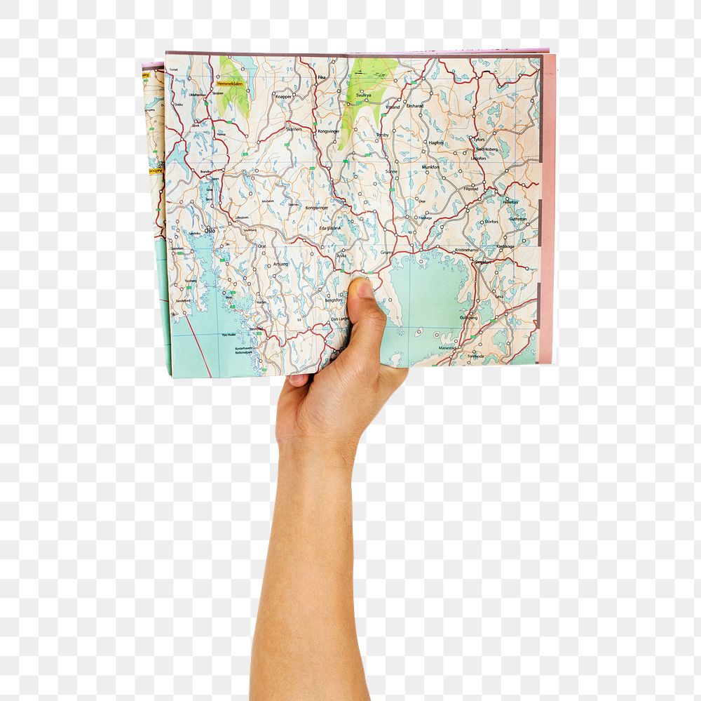 Map png in hand sticker on transparent background