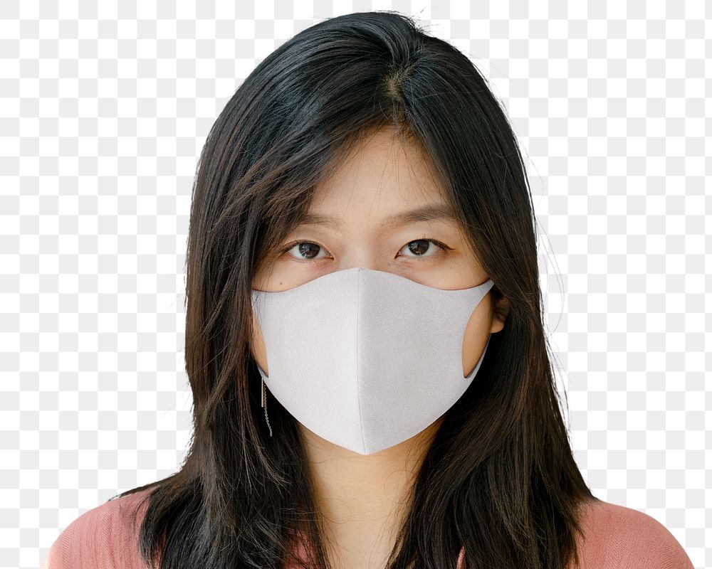 Woman wearing mask png transparent, during the new normal