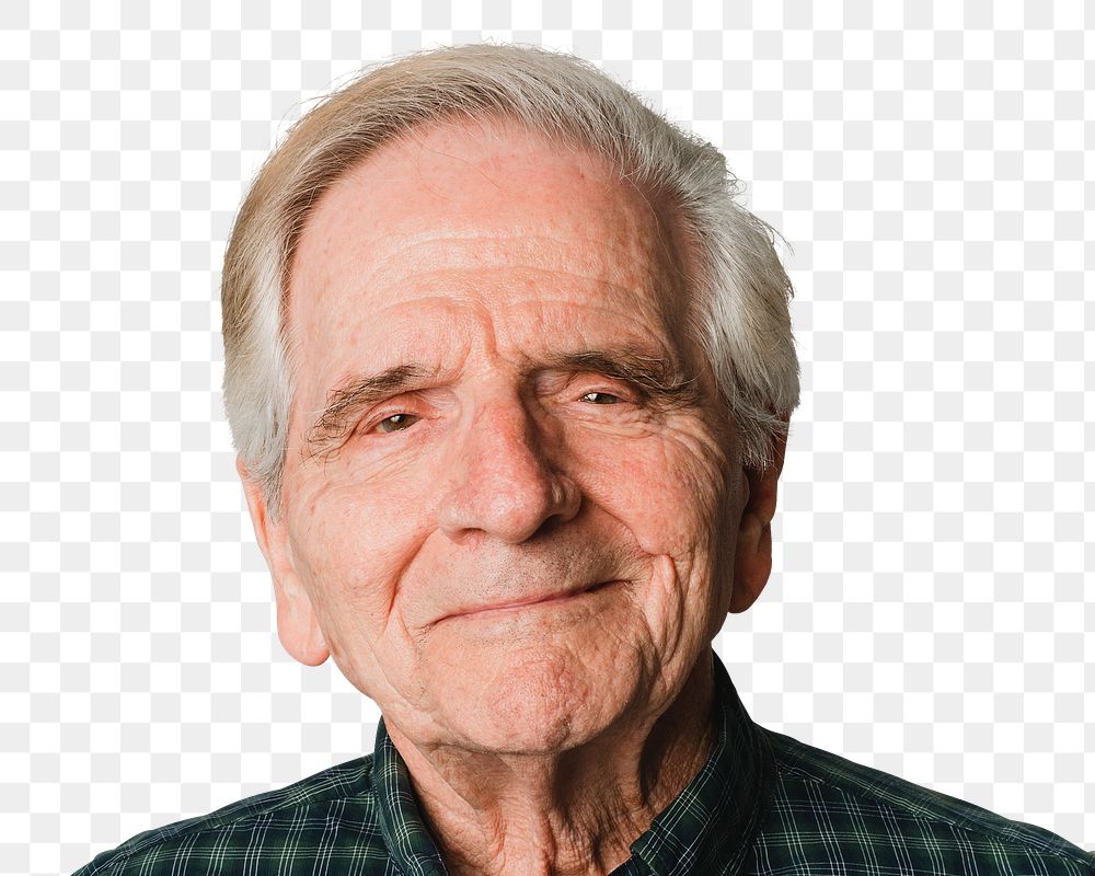 Elderly man png transparent, smiling face portrait