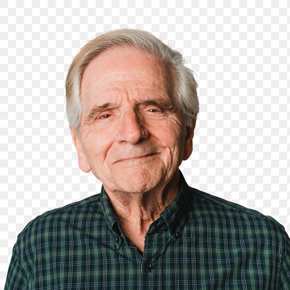 Elderly Caucasian man with white hair smiling