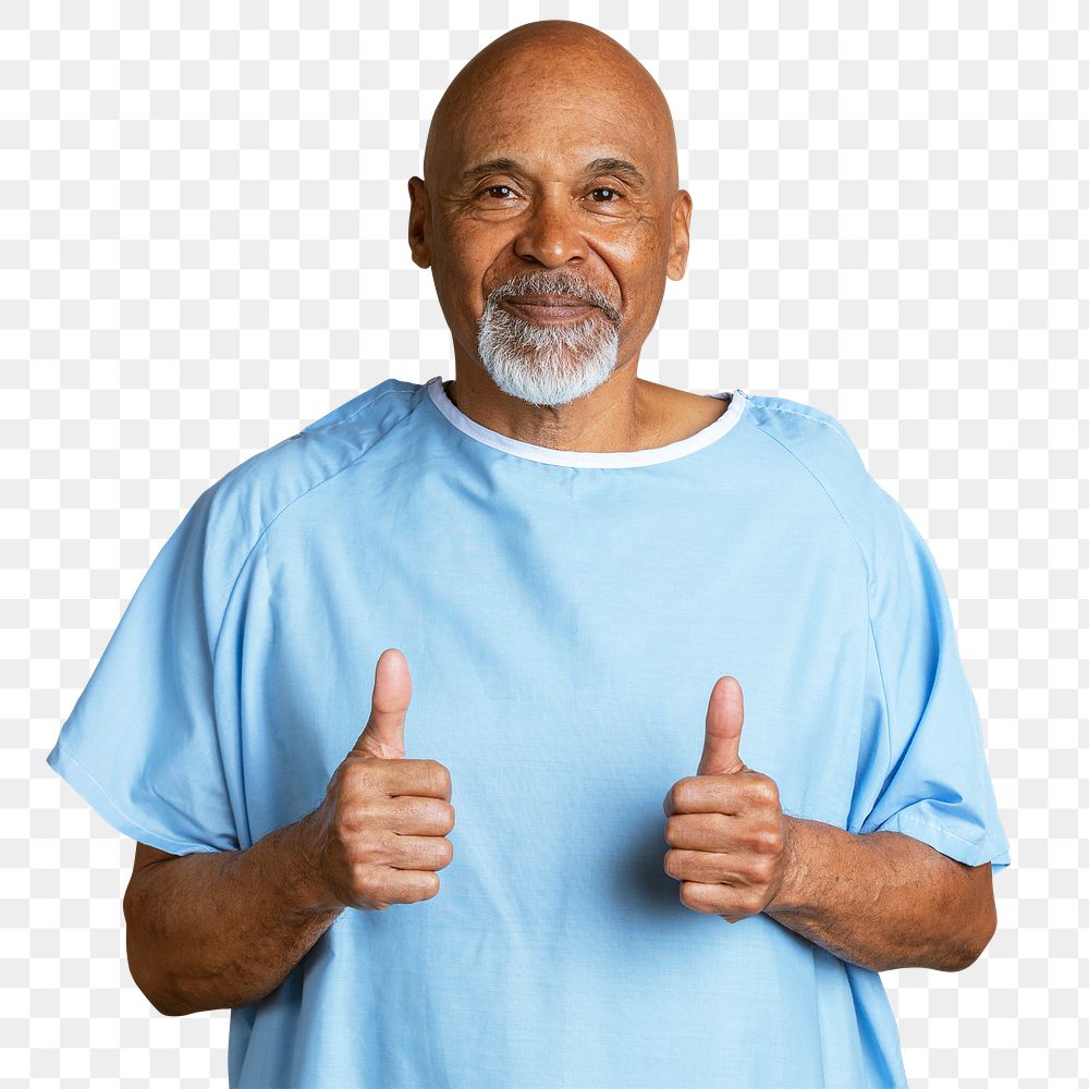 Patient doing a thumbs up hand gesture 
