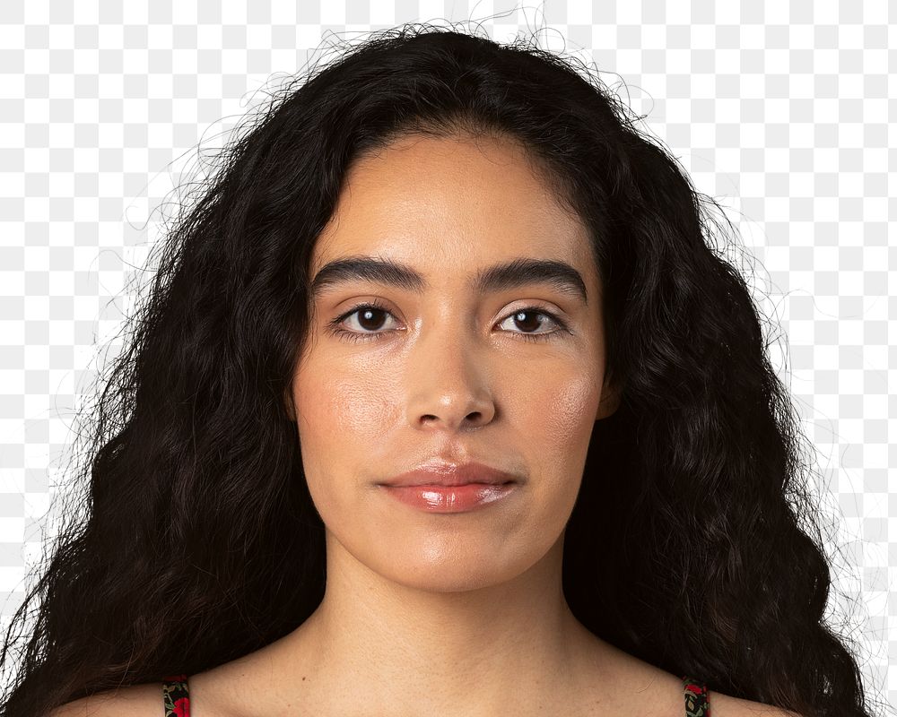 Young Latin woman png transparent, beautiful face portrait