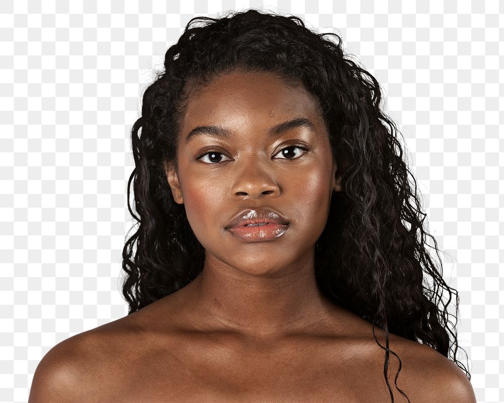 Bare-chested black woman portrait mockup