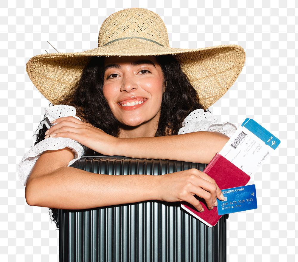 Happy woman ready for her summer trip mockup 