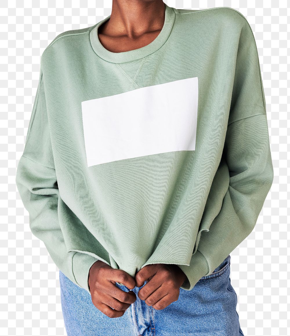 Black woman in a green sweater transparent png