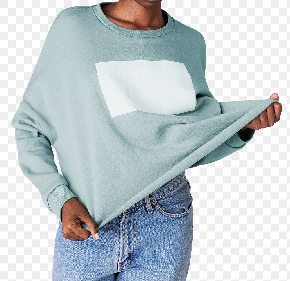 Black woman in a blue sweater transparent png