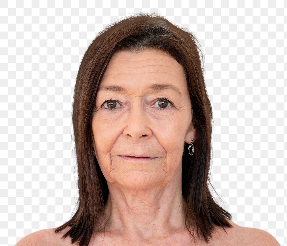 Senior woman with a neutral facial expression mockup