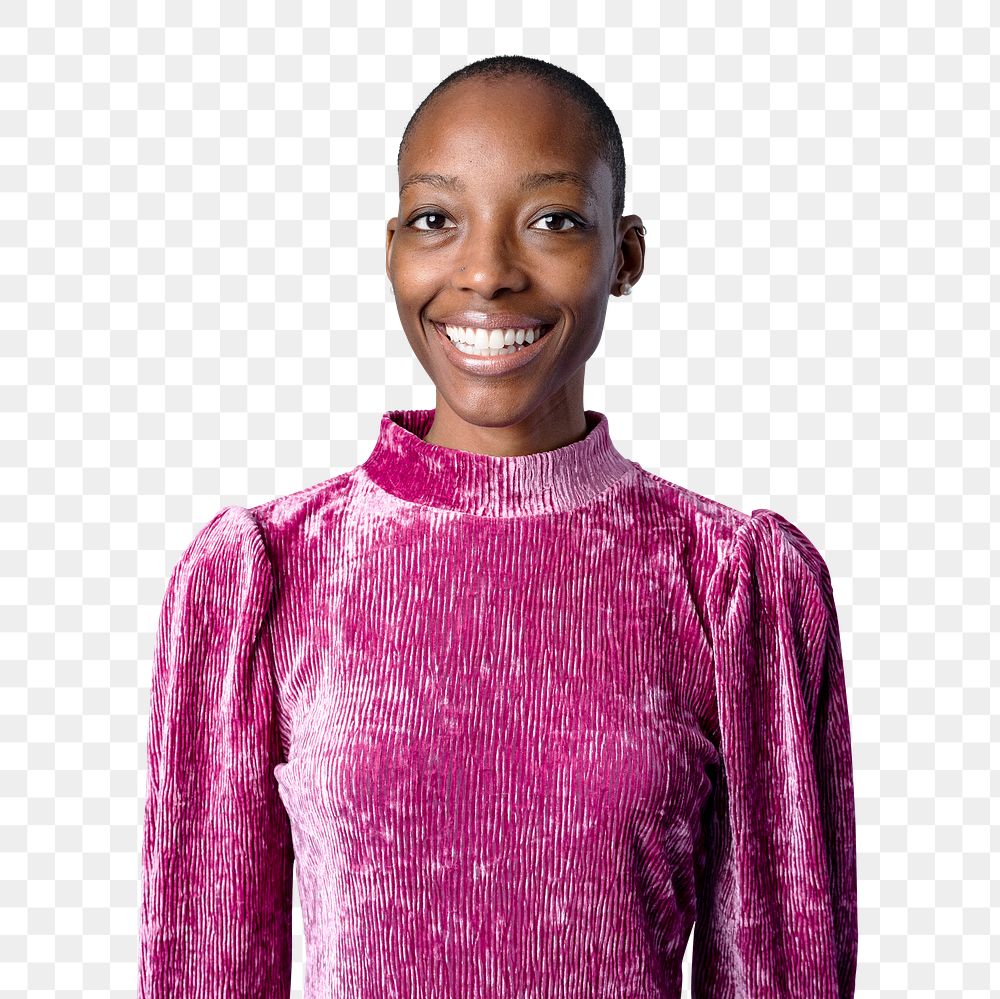 Black woman in a pink top transparent png 