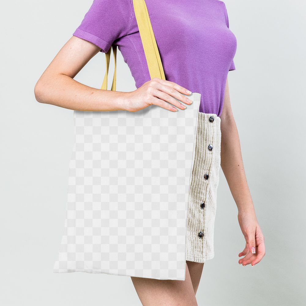 Woman with a tote bag transparent png