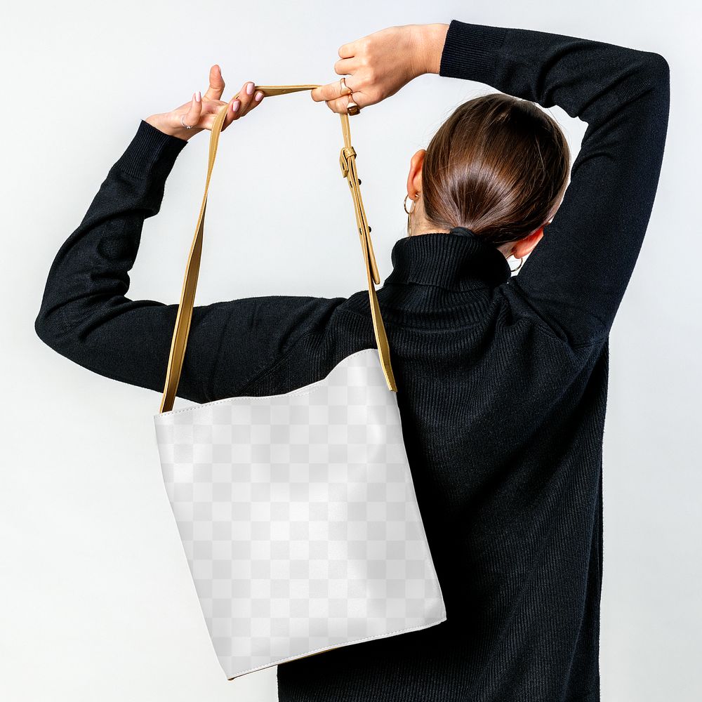 Woman from behind with a crossbody bag transparent png