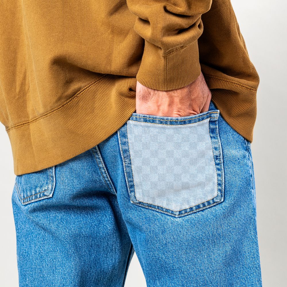 Man put his hand into back pocket of jeans transparent png