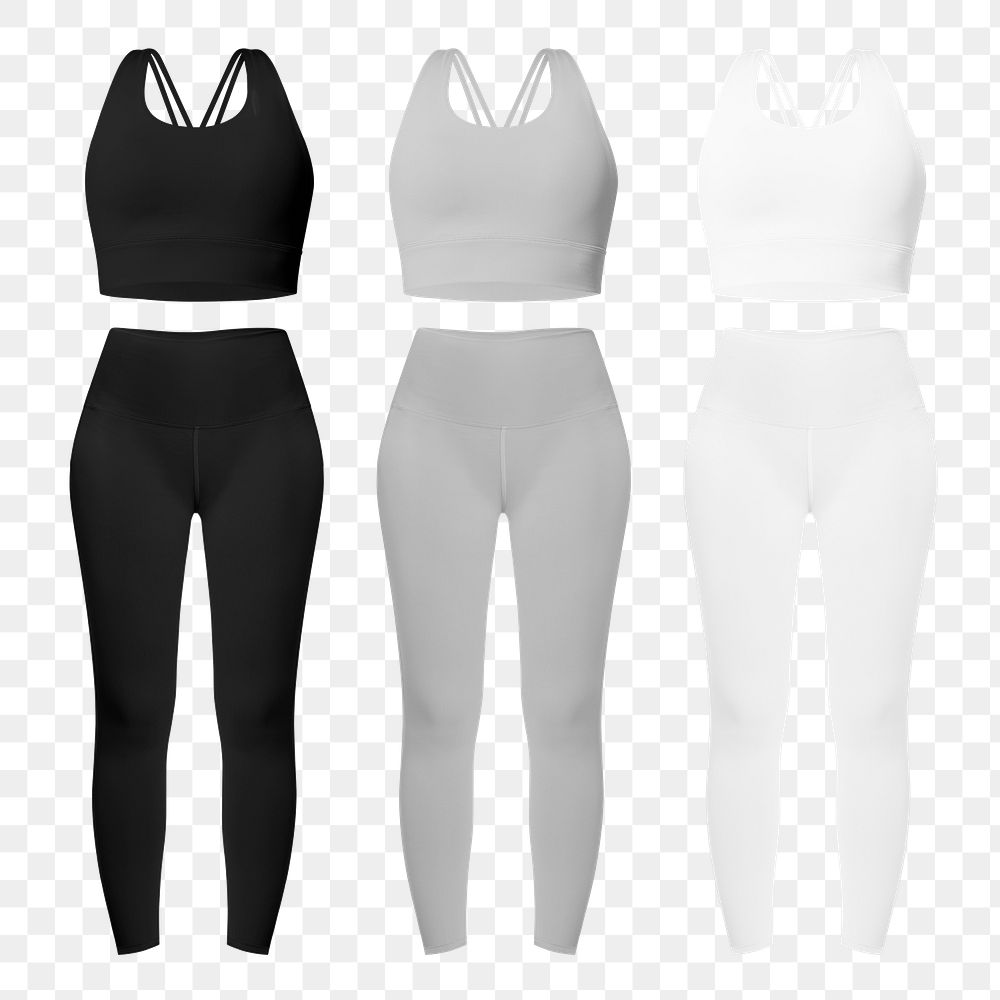 Png basic sportswear mockup leggings and sports bra women&rsquo;s apparel set
