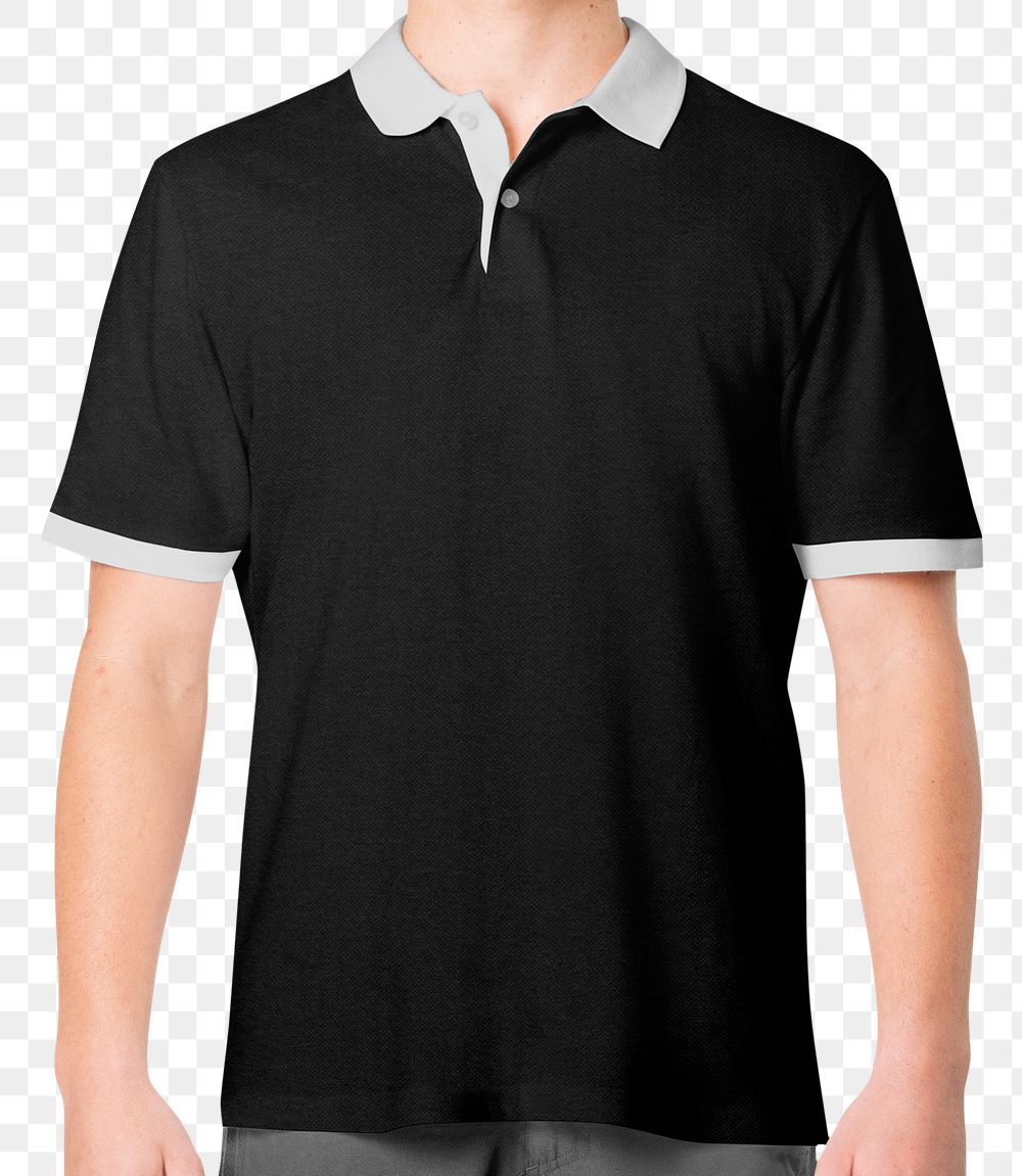 Png polo shirt mockup in black men&rsquo;s casual business wear
