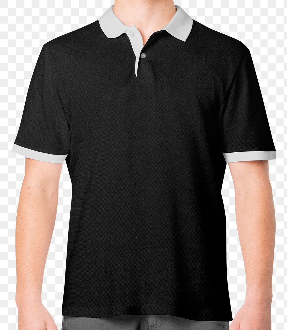 Png polo shirt mockup in black men’s casual business wear