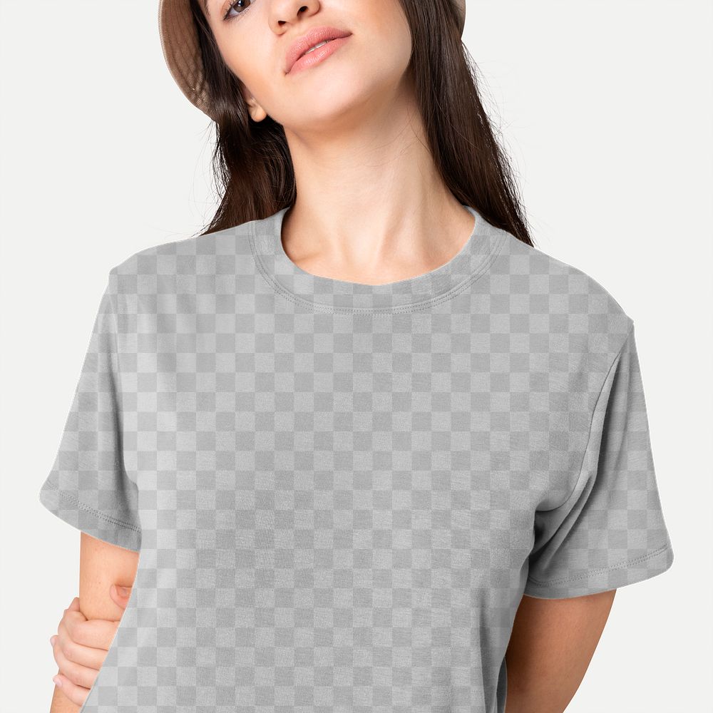 Png women&rsquo;s t-shirt transparent mockup fashion studio shoot