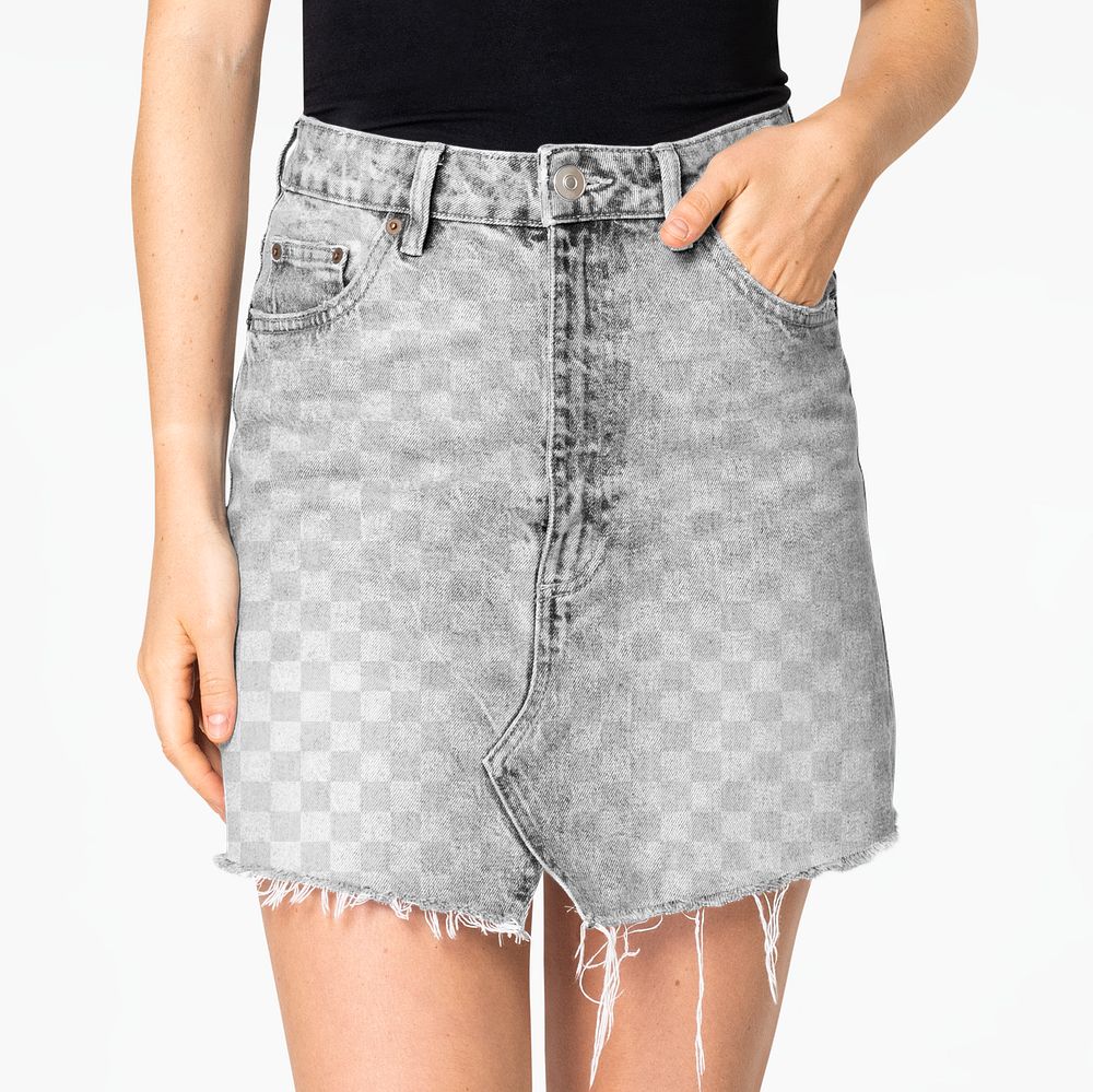 Denim skirt png mockup transparent women&rsquo;s streetwear apparel